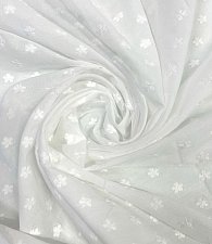 Батист молочный в мушку цветок